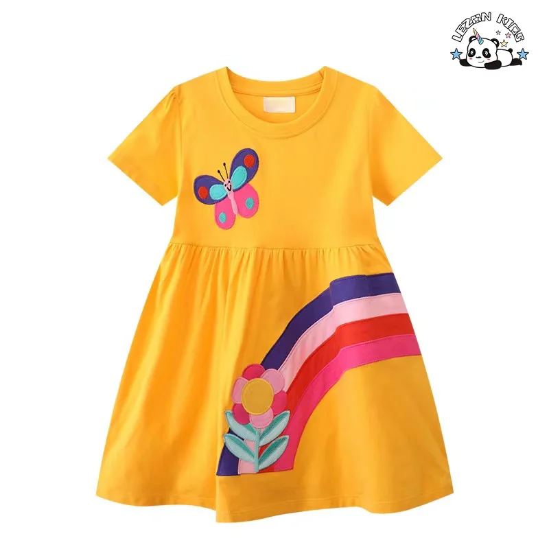 LEZONKIDS - Custom OEM Summer Short Sleeve Toddler Girl Soft Cotton Girls Casual Dress